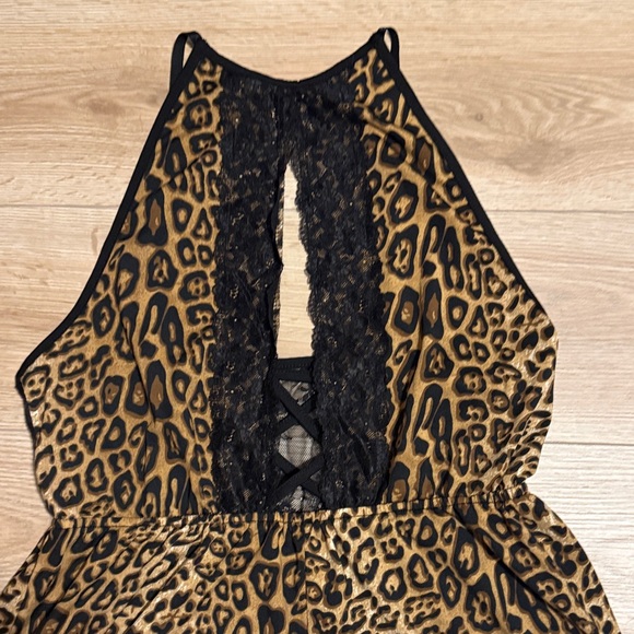 Leopard Print Lace Romper Lingerie - Picture 2 of 10